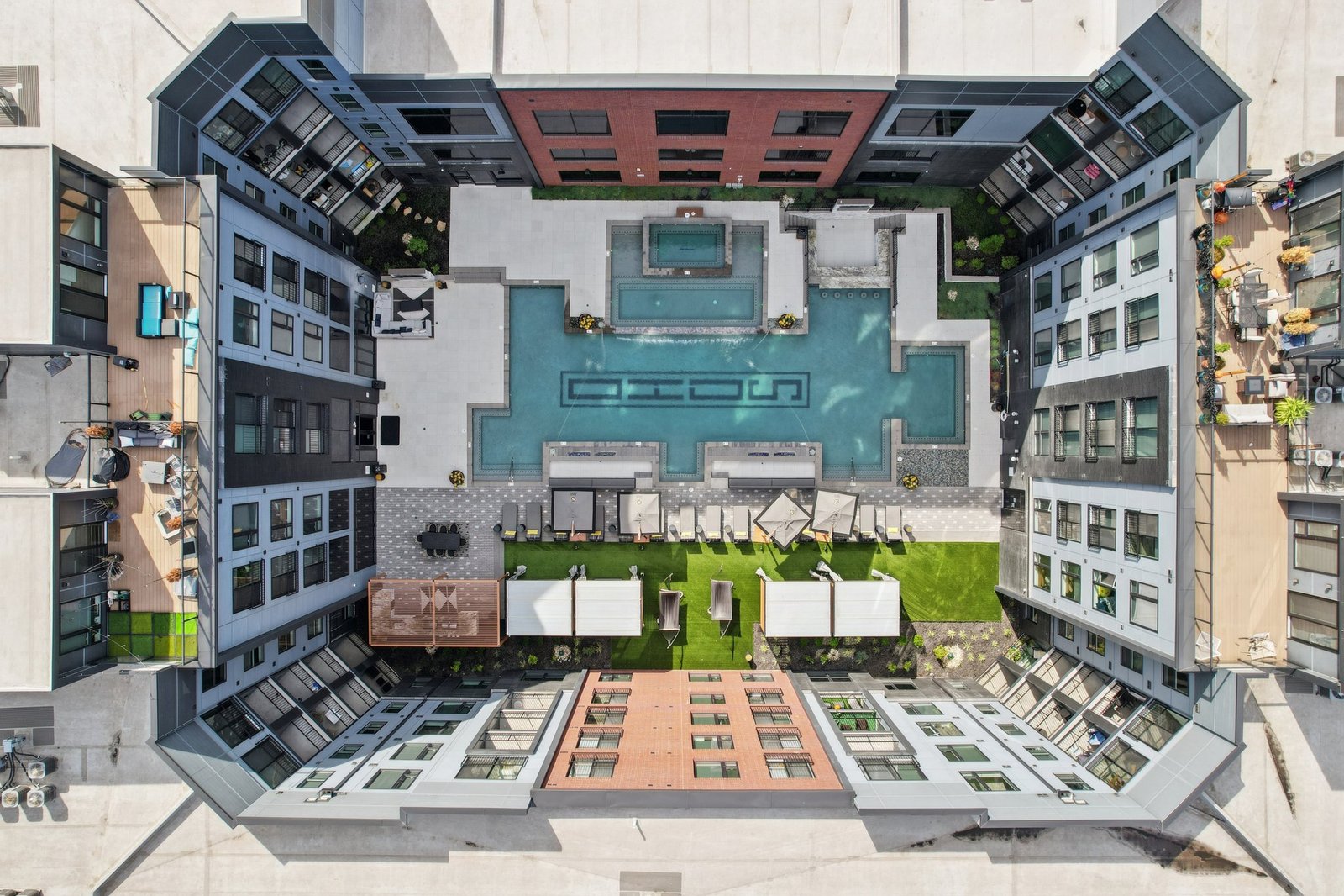 soho pool drone shot